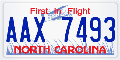 NC license plate AAX7493