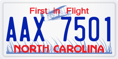 NC license plate AAX7501