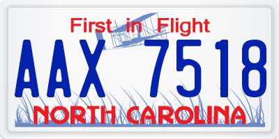 NC license plate AAX7518