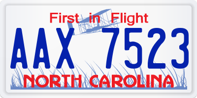 NC license plate AAX7523