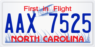 NC license plate AAX7525