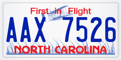 NC license plate AAX7526