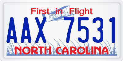 NC license plate AAX7531