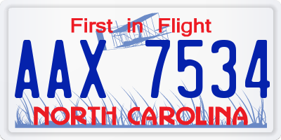 NC license plate AAX7534