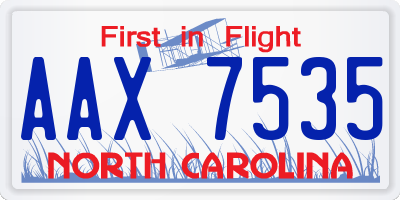 NC license plate AAX7535