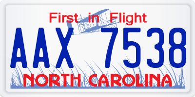 NC license plate AAX7538