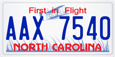 NC license plate AAX7540
