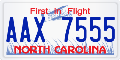 NC license plate AAX7555