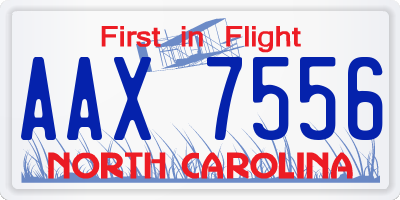 NC license plate AAX7556