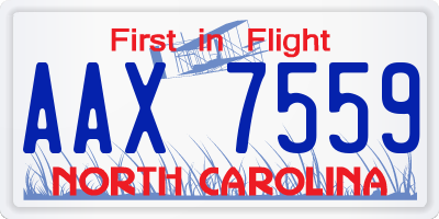 NC license plate AAX7559