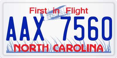 NC license plate AAX7560