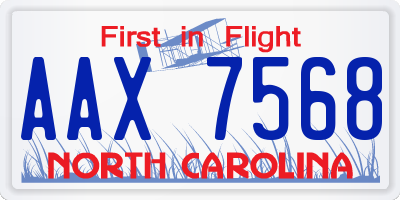 NC license plate AAX7568