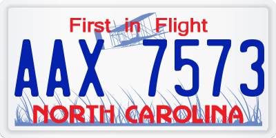NC license plate AAX7573