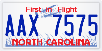 NC license plate AAX7575