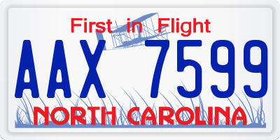 NC license plate AAX7599