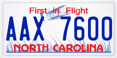 NC license plate AAX7600