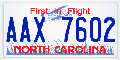 NC license plate AAX7602