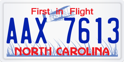 NC license plate AAX7613