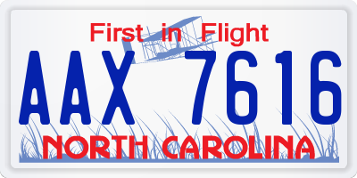 NC license plate AAX7616