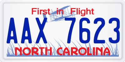 NC license plate AAX7623