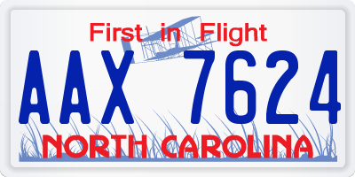 NC license plate AAX7624