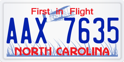 NC license plate AAX7635