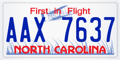 NC license plate AAX7637