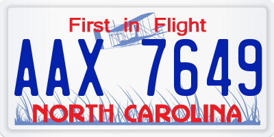 NC license plate AAX7649