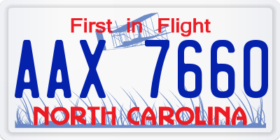 NC license plate AAX7660