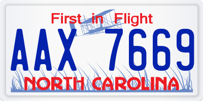 NC license plate AAX7669