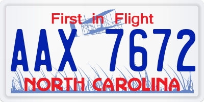 NC license plate AAX7672