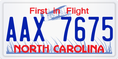 NC license plate AAX7675