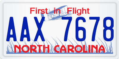NC license plate AAX7678