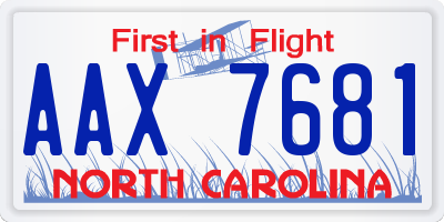 NC license plate AAX7681