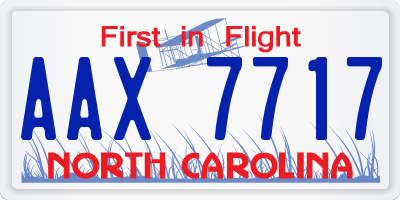 NC license plate AAX7717