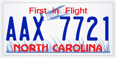 NC license plate AAX7721