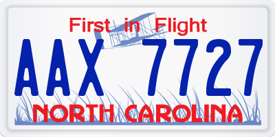 NC license plate AAX7727