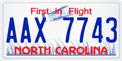 NC license plate AAX7743