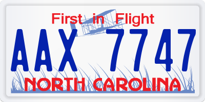 NC license plate AAX7747