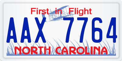 NC license plate AAX7764