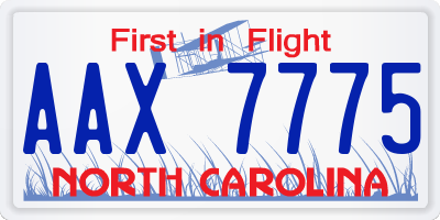 NC license plate AAX7775