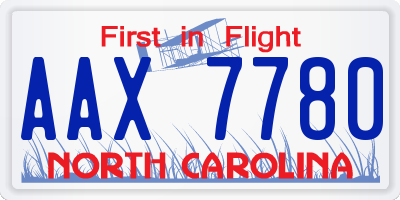 NC license plate AAX7780