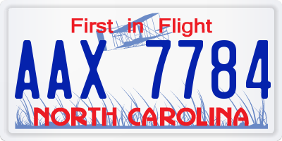 NC license plate AAX7784