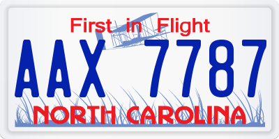 NC license plate AAX7787