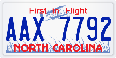 NC license plate AAX7792