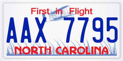 NC license plate AAX7795