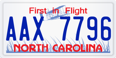 NC license plate AAX7796