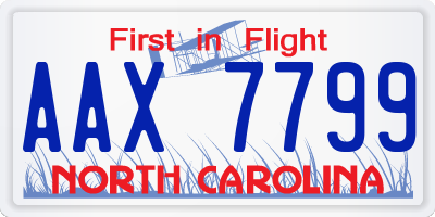 NC license plate AAX7799