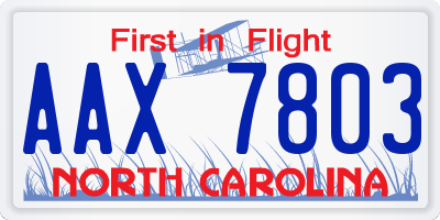 NC license plate AAX7803
