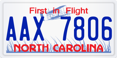 NC license plate AAX7806